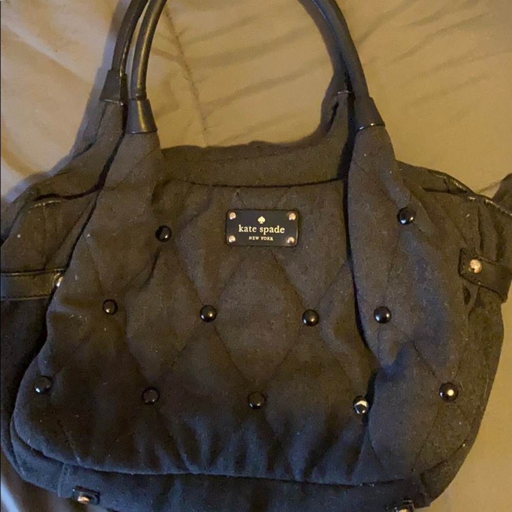 black tufted kate spade over the shoulder bag